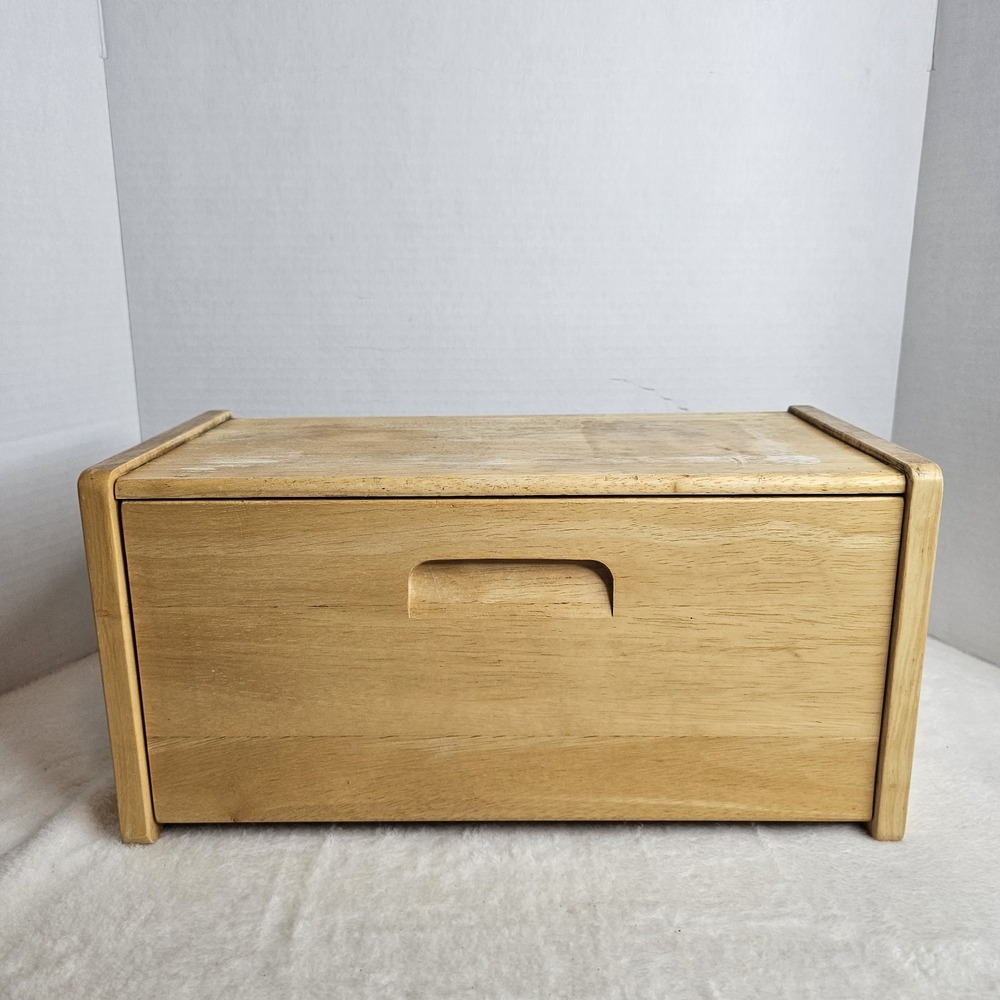 Vintage Wooden Bread Box Pull Down Door